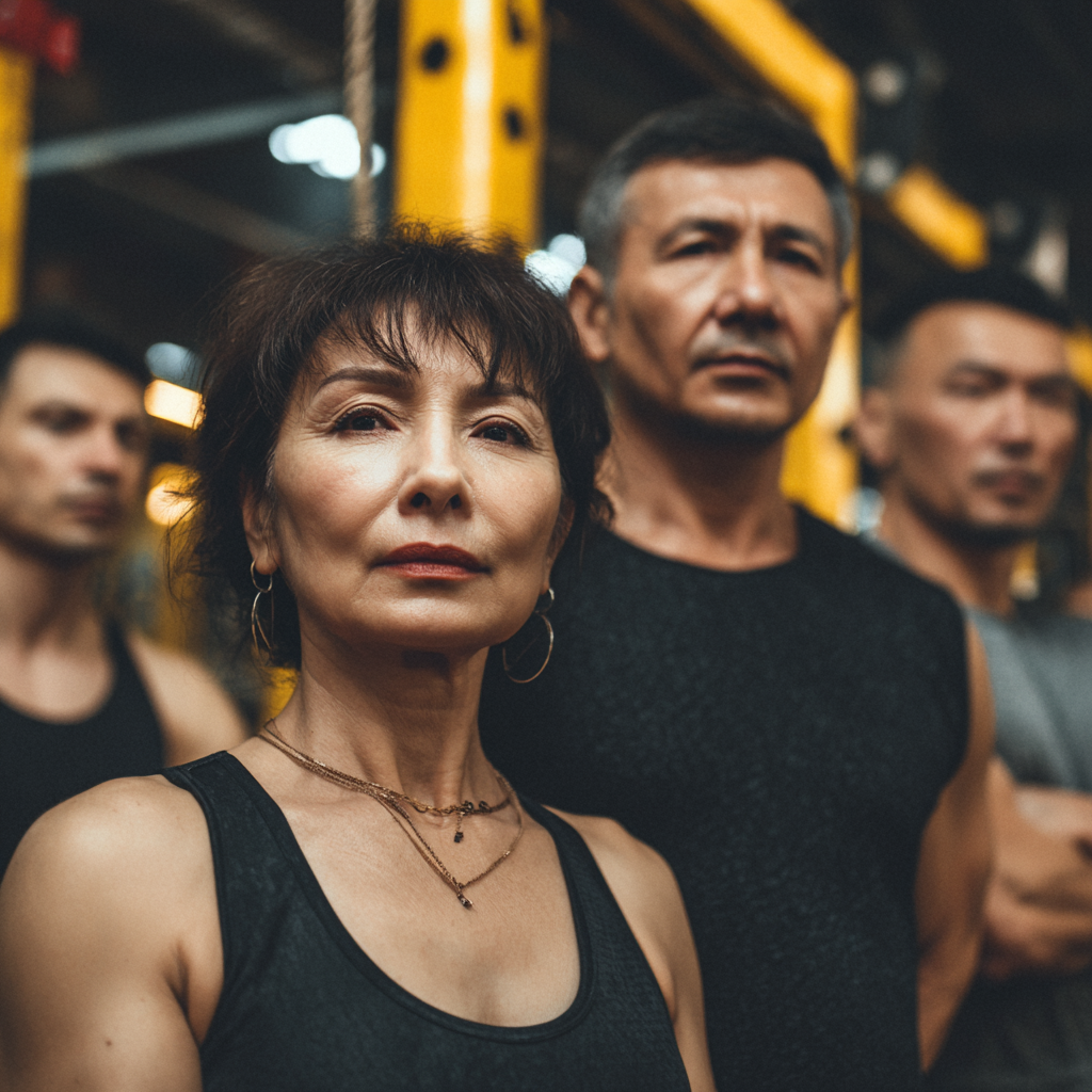 Oʻzbek oilasining turli yoshdagi a'zolari ochiq havoda tabiiy harakat mashqlarini qilayotgani, hammasi tabassum qilib